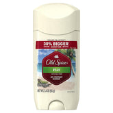 Old Spice Fresher Fiji deodorant bottle showing tropical scent for all-day freshness.