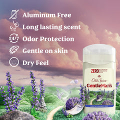 Close-up of lavender mint notes on Old Spice GentleMan's packaging