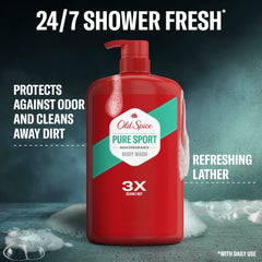 Old Spice High Endurance lather rinse showing creamy foam for thorough washing.