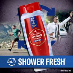 Close-up of Old Spice Hydro Wash cap for secure travel use