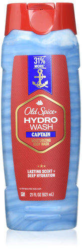 Old Spice Hydro Wash bottle front showing captain bergamot scent for daily refreshment