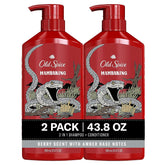 Old Spice MambaKing: vista frontal de la botella, solución 2 en 1 para cabello limpio y fresco.