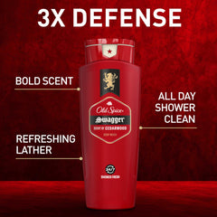 Old Spice Swagger bottle label, bold red zone design for confidence