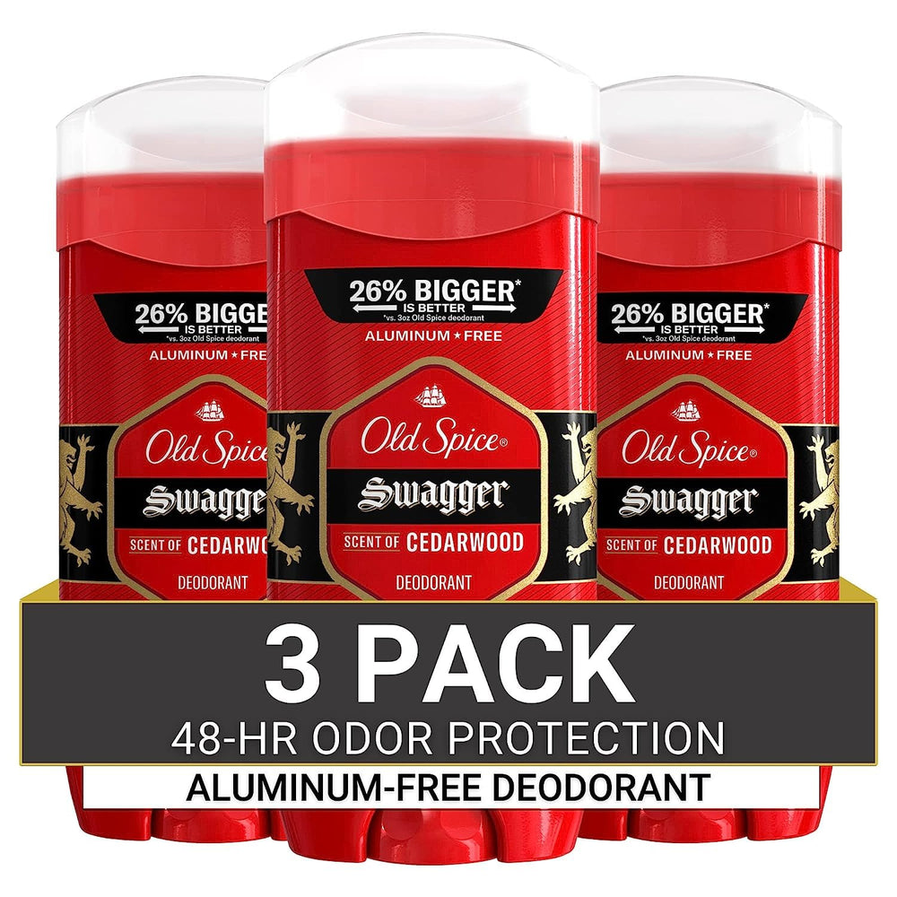 Old Spice Swagger cedarwood deodorant stick delivers all-day odor protection for active men.