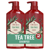 Old Spice Tea Tree Champú para hombres en botella, limpia profundamente y aporta frescura.