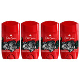 Old Spice Wolfthorn invisible solid deodorant stick in a four-pack for everyday protection.
