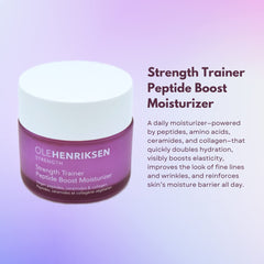 Ole Henriksen Strength Trainer Peptide Boost duo display highlighting barrier support and elasticity.