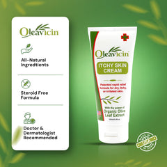 Oleavicin crema aplicada sobre la piel para uso diario.
