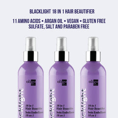 Hair texture close-up with Blacklight color retention and radiance