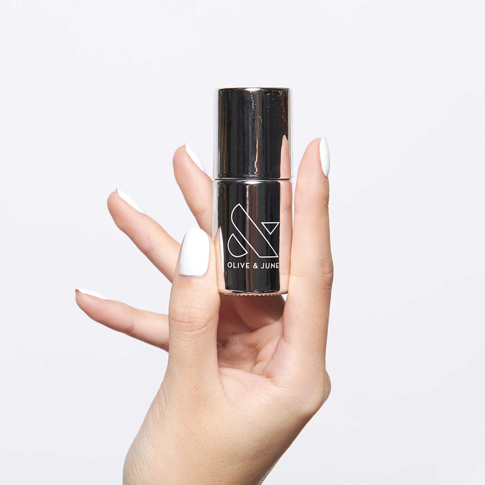 Olive & June Long-Lasting Nail Polish bottle shows long-lasting color.