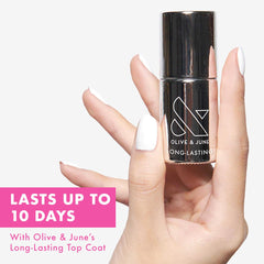 Olive & June wide brush enables precise, smooth application.