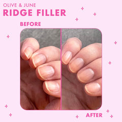 Olive & June Ridge Filler: superficie lisa tras la aplicación.