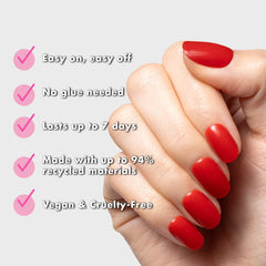 Olive & June application on hand demonstrates quick nail fit.