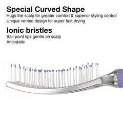 Olivia Garden Finger Brush with ionic bristles for frizz reduction and smooth, shiny styling.