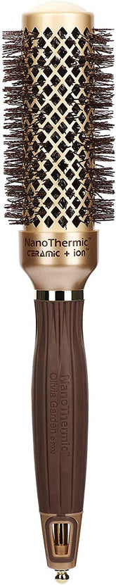 Olivia Garden NanoThermic ceramic-ionic round brush with 1-1/4 inch barrel for fast styling.