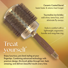 Olivia Garden NanoThermic round brush ceramic vents distribute heat evenly for faster drying.