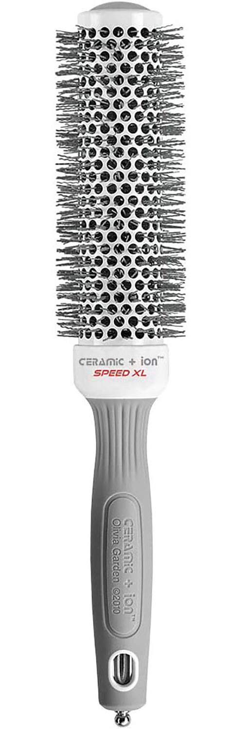 Olivia Garden Ceramic + Ion Speed XL extra-long round brush for fast salon-style blowouts.