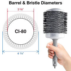 Olivia Garden CI-80 vented ceramic barrel promotes faster, even drying.