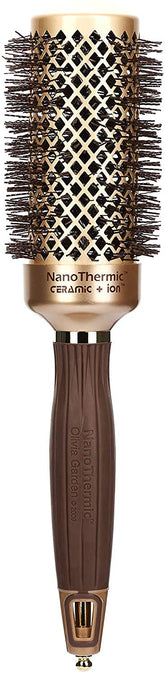 Olivia Garden NanoThermic round brush head for faster drying and shine.