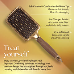 Olivia Garden NanoThermic Paddle Brush with ball-point tips glides smoothly