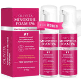 OLIVITA 5% Minoxidil Foam bottle dispense for easy, mess-free scalp application.