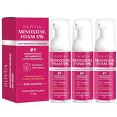 OLIVITA 5% Minoxidil foam bottle shown for daily hair regrowth support.