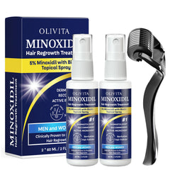 OLIVITA 5% Minoxidil spray bottle for men and women with visible regrowth potential