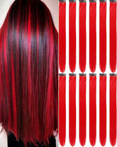 Olldag clip-in red hair extensions 12pcs for quick vivid color accents.