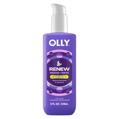OLLY Renew Mood + Skin, botella del serum corporal, ayuda a reparar la barrera cutánea.