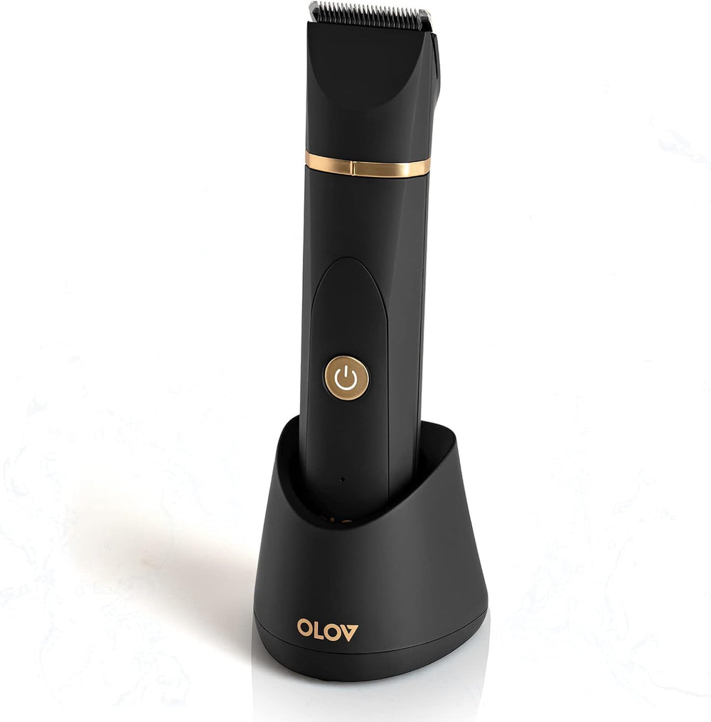 OLOV electric body hair trimmer for versatile grooming in wet or dry conditions.