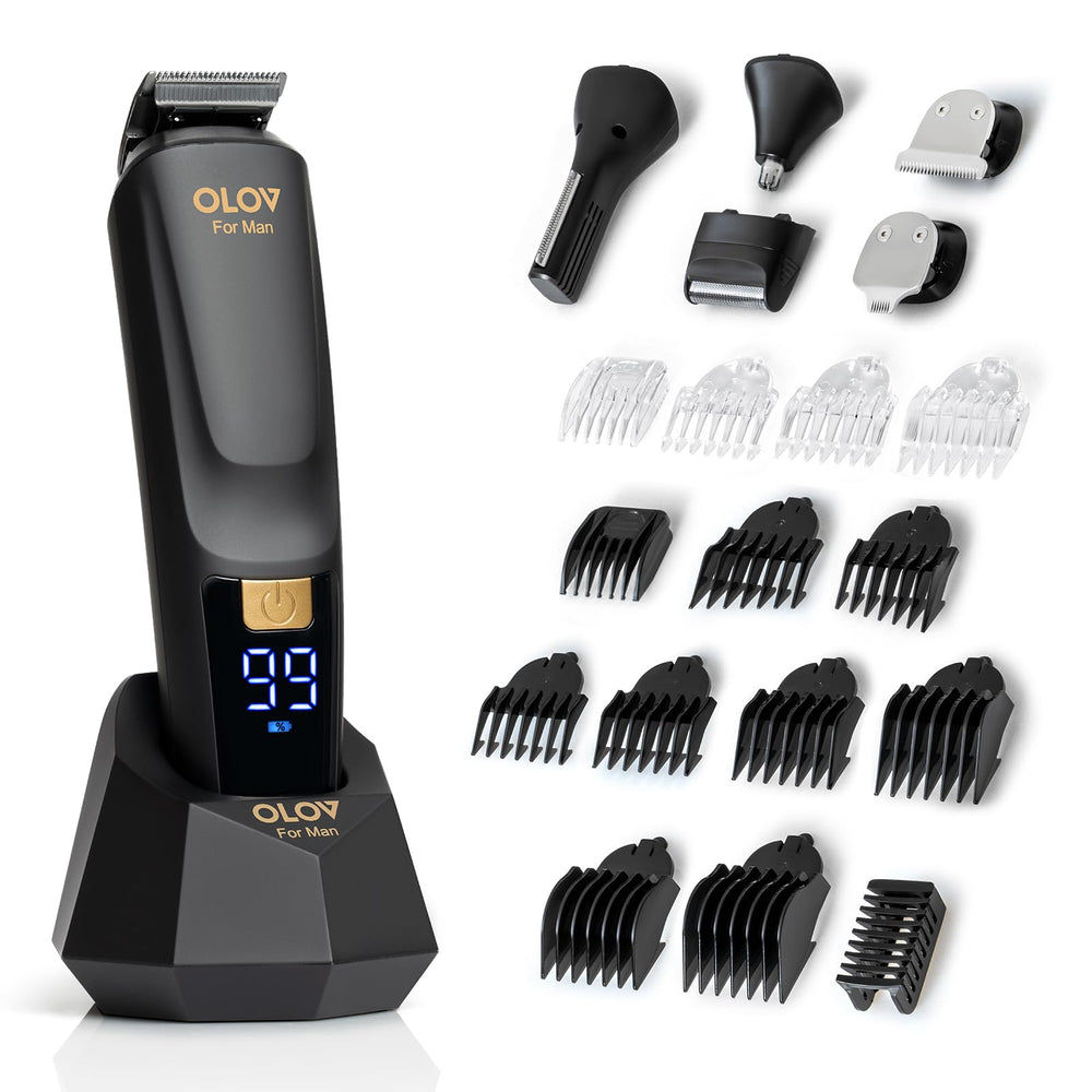 OLOV For Man beard trimmer front view showing precise ergonomic tool for daily grooming