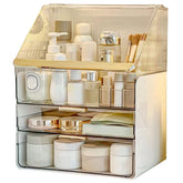 Omeily large makeup organizer front view with clear cover for easy visibility