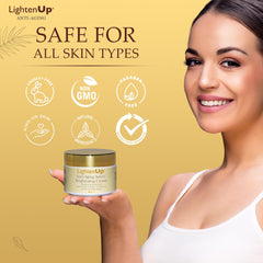 Close-up of OMIC Lighten-Up cream texture showing rich, smoothing formula.