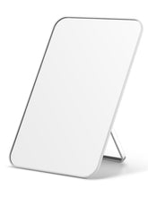 OMIRO desk makeup mirror front view in white for easy makeup checks.