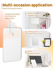 OMIRO mirror features a drop-shaped hole for wall hanging.