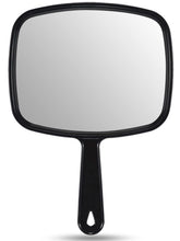 OMIRO hand mirror with all-black handle for comfortable daily grooming.
