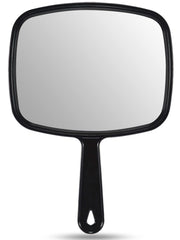 OMIRO hand mirror with all-black handle for comfortable daily grooming.