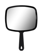 OMIRO hand mirror with black handle for comfortable grip during grooming.