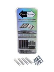 OmniShaver premium refill kit front view with four cartridges for extended shaving sessions.