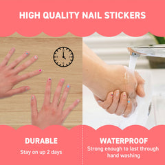 Aplicación fácil y rápida de las pegatinas Omy Kawaii en uñas.