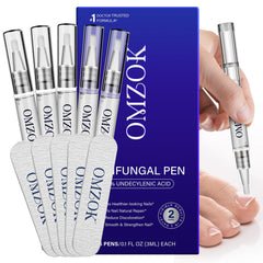 OMZOK Toenail Fungus Pen packaging shows a compact, travel-ready nail care kit.