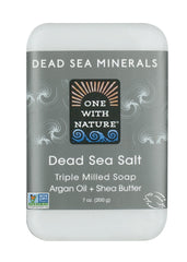 One With Nature Dead Sea Salt Bar Soap, textured bar ideal for gentle exfoliation and hydration