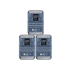 Jabón de carbón activado One With Nature 3-pack, limpieza profunda para cara y cuerpo.
