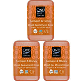 One With Nature Jabon Sal del Mar Muerto Cúrcuma, pack de 3, purifica piel.