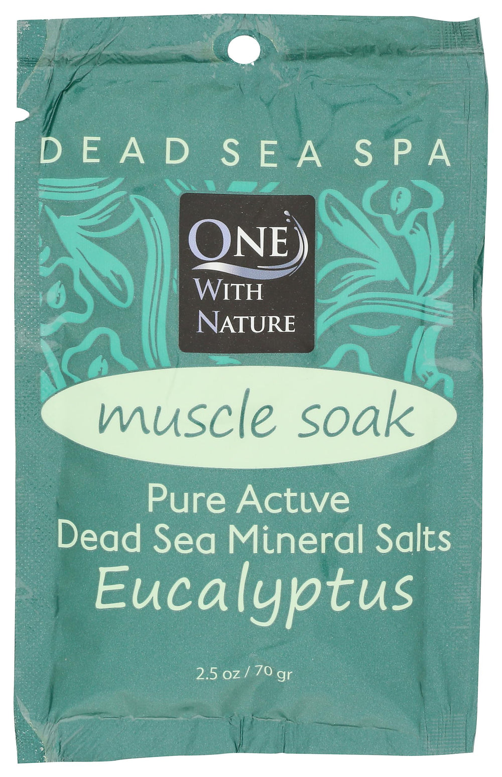 One With Nature sal Mar Muerto 2,5 onzas en botella con aroma a eucalipto para spa