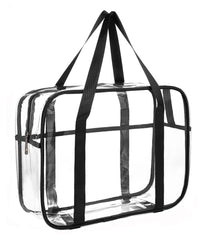 ONEGenug Clear Toiletry Bag front view shows transparent design for quick access.