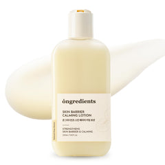 ONGREDIENTS Skin Barrier Calming Lotion bottle with pump for easy application and lightweight hydration.