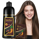 Onilyua hair dye shampoo bottle showing natural light brown shade for quick, even coverage