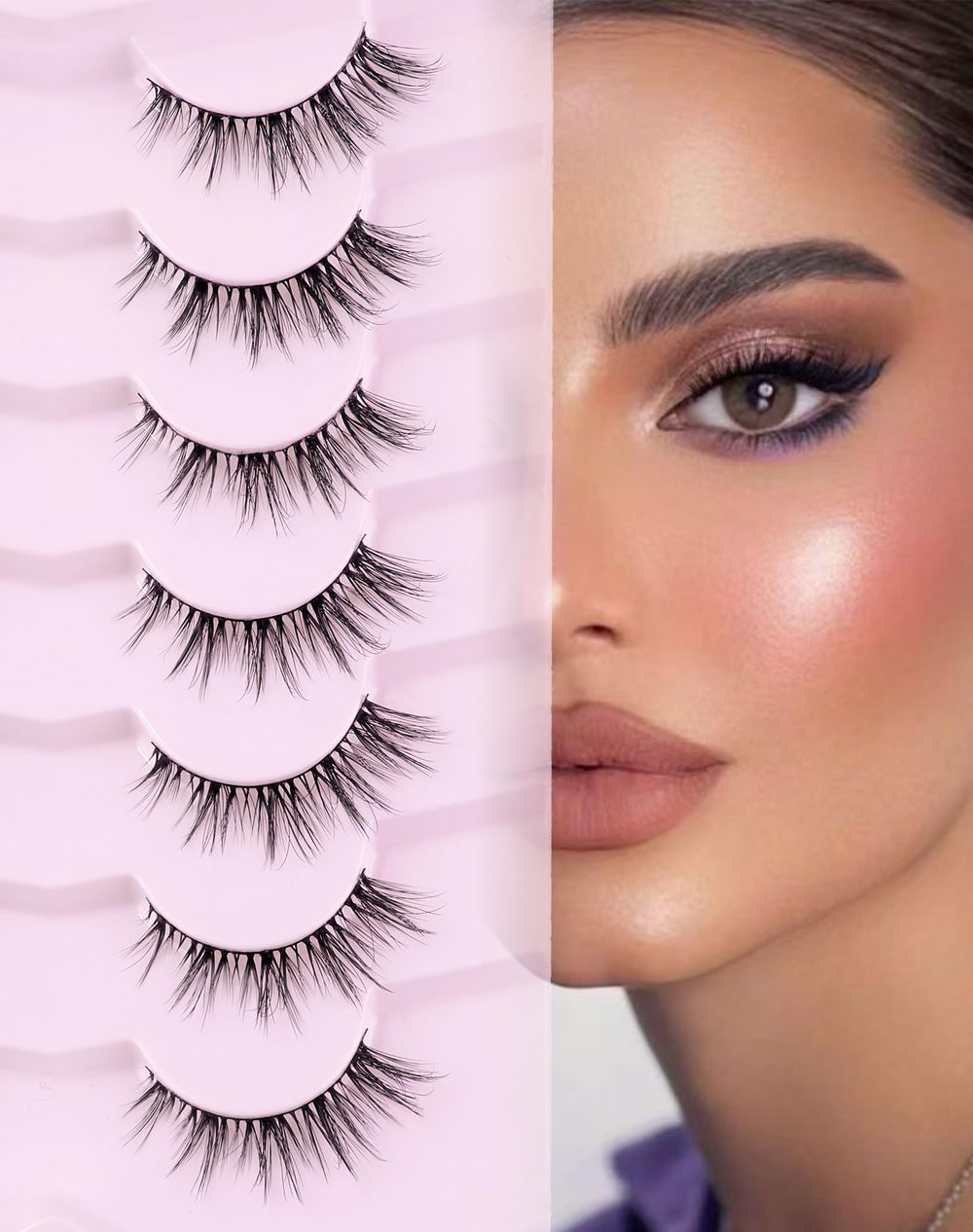 Onlyall cat eye lashes close-up showing ultra-thin band for natural definition