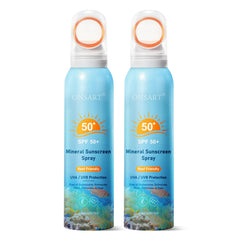 ONSART reef-safe sunscreen spray on face and body delivering broad coverage.